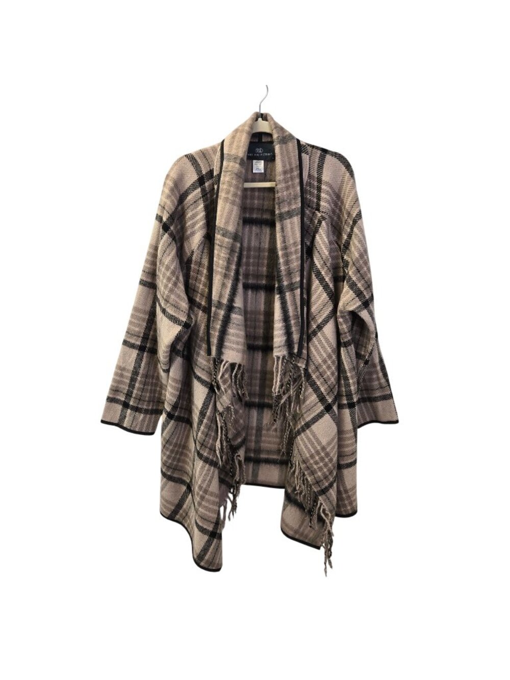 Tart Collection Wool Blend Fringe Accent Plaid Poncho Sweater Size 3X